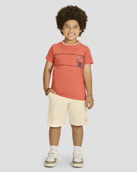 Conjunto Infantil Menino Camiseta com Retilínea + Bermuda - ReiRex - Mango