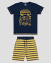 Conjunto Infantil Menino Camiseta e Bermuda Listrada ReiRex Azul-8b25a680-72b8-4473-b98a-fbdf7a7077c3