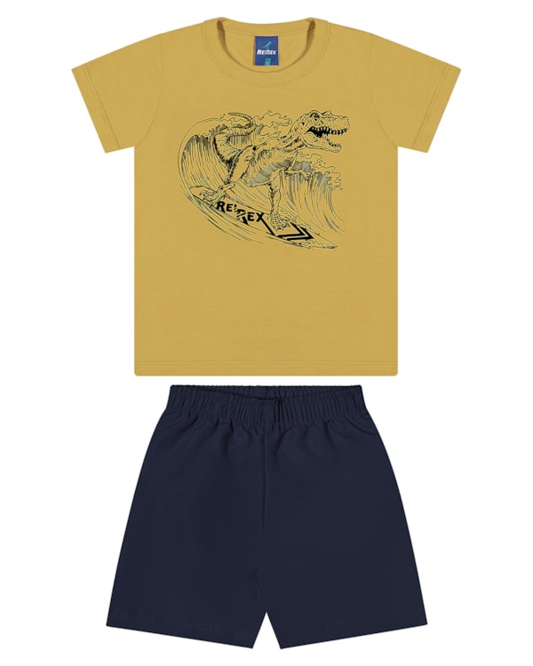 Conjunto Infantil Menino Camiseta e Bermuda ReiRex