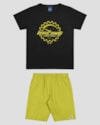 Conjunto Infantil Menino Camiseta e Bermuda ReiRex Preto-f2376fc6-48d9-4b55-baec-e2d22f7a15b6