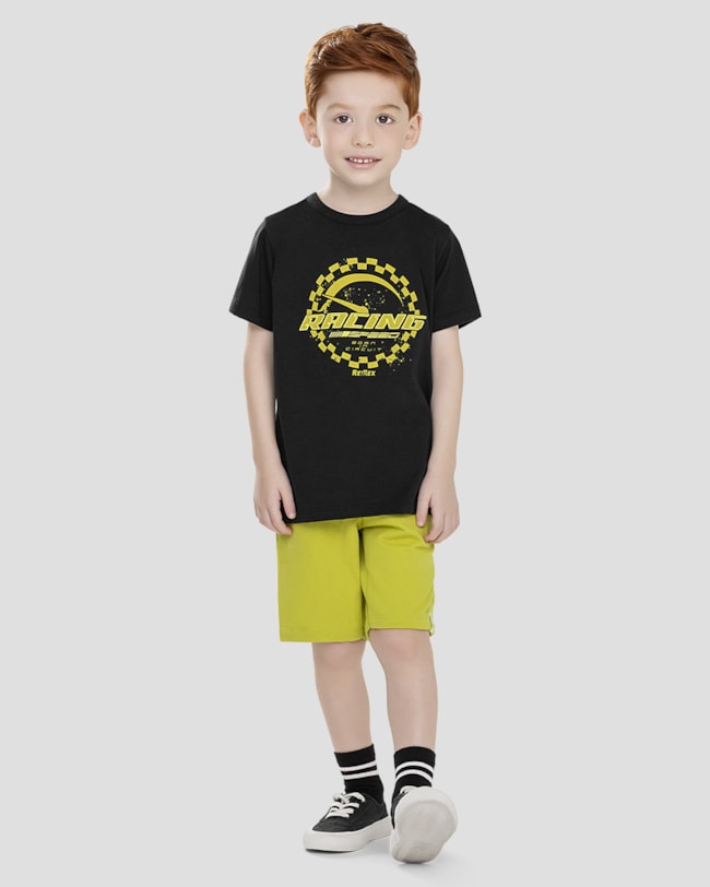 Conjunto Infantil Menino Camiseta e Bermuda ReiRex Preto-7b61ac86-971c-4113-a01e-74e4f09107b0