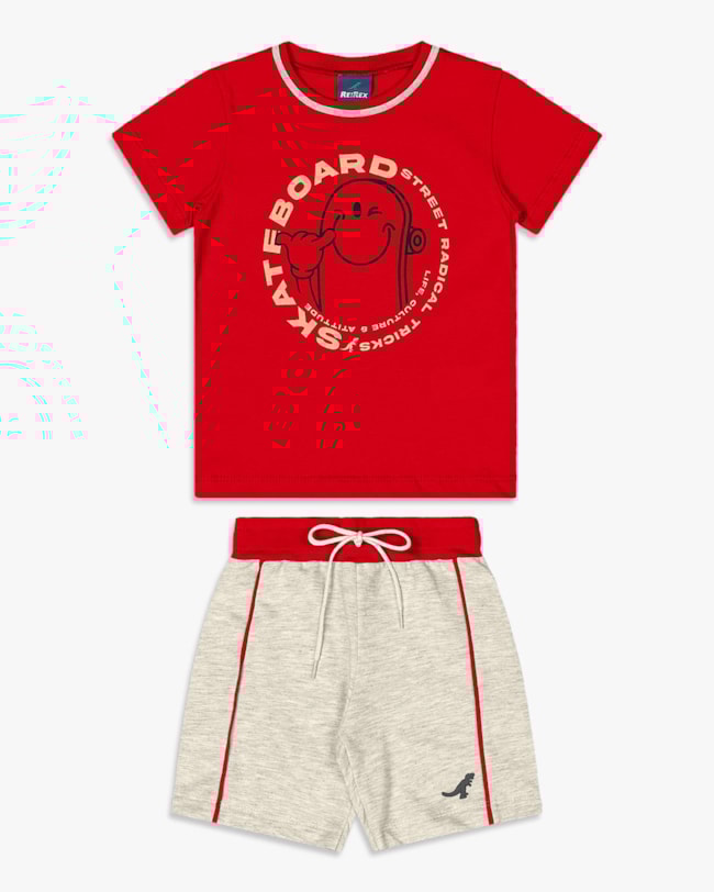 Conjunto Infantil Menino Camiseta e Bermuda - ReiRex - Tomato-75a6b0e6-7d30-4954-9489-809c5bbe8c30