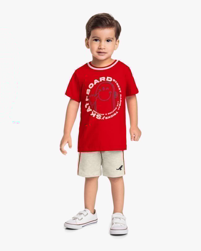 Conjunto Infantil Menino Camiseta e Bermuda - ReiRex - Tomato-ba3e7f4f-4488-467c-9b96-99d42ba3826c