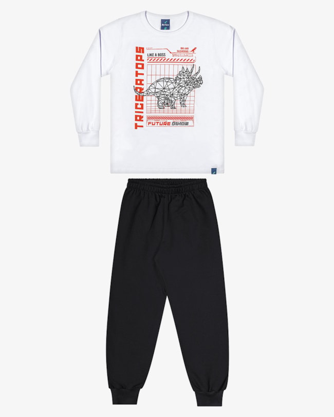 Conjunto Infantil Menino Camiseta e Calça ReiRex - Branco-3712c980-4594-4a3a-90da-30fe31abe7b8