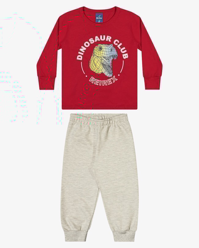 Conjunto Infantil Menino Camiseta e Calça ReiRex - Vermelho-ff5bda12-a641-4f1f-afe4-5ddc512f2dd2