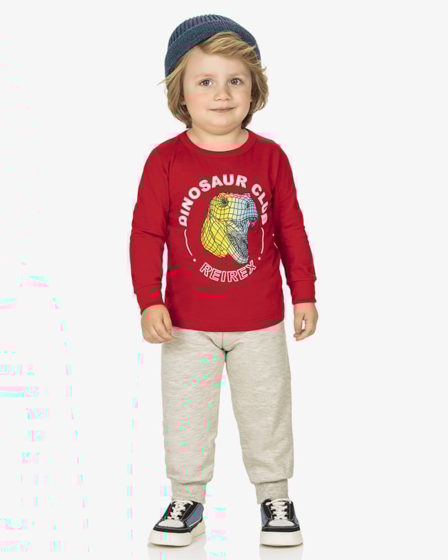 Conjunto Infantil Menino Camiseta e Calça ReiRex - Vermelho-1e57cc57-ebc6-4665-a670-0f564f9567b9