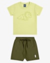 Conjunto Infantil Menino Camiseta Estampa Dino e Bermuda - ReiRex - Matcha-0d5ac739-d382-412c-a424-daa69401dabe