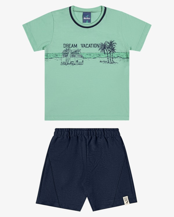 Conjunto Infantil Menino Camiseta Estampa Praia e Bermuda - ReiRex - Gelato
