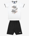 Conjunto Infantil Menino Camiseta Estampa Skate e Bermuda - ReiRex - Branco-2e64eb1a-703e-4152-b939-56dd0f4c8f75