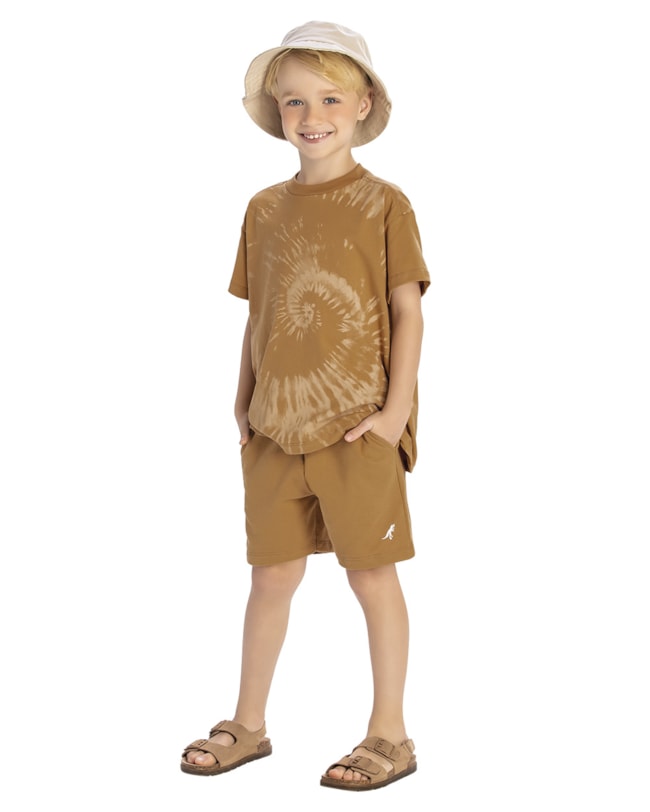 Conjunto Infantil Menino Camiseta Estampada e Bermuda ReiRex Gengibre-7227eb4f-af1e-488b-b52b-94a939fa4d5b