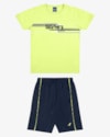 Conjunto Infantil Menino Camiseta Gamer com Bermuda - ReiRex - Amarelo Neon-2895486c-b551-4187-aa19-4f331574dc7a