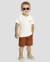 Conjunto Infantil Menino Camiseta Gola Henley e Bermuda - ReiRex - Natural-25c6997c-7871-4769-bdf0-2c0788317800