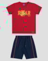 Conjunto Infantil Menino Camiseta Leão e Bermuda ReiRex Vermelho-e54c05f5-2789-474e-b937-8868d4892c05