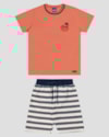 Conjunto Infantil Menino com Bermuda Listrada ReiRex Laranja-0d1633c3-f30d-4901-a6dc-4a7975757816