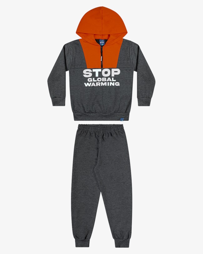 Conjunto Infantil Menino com Blusão e Calça ReiRex - Cinza-a96d3f03-50a0-49ad-a06e-249a16115c10