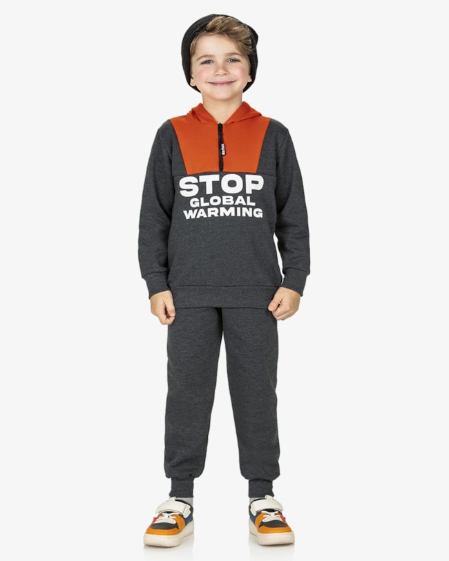 Conjunto Infantil Menino com Blusão e Calça ReiRex - Cinza-e35da0ed-ff83-486d-9c71-c46934b3f3c7