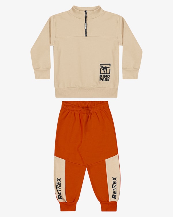 Conjunto Infantil Menino com Blusão e Calça  ReiRex - Deserto