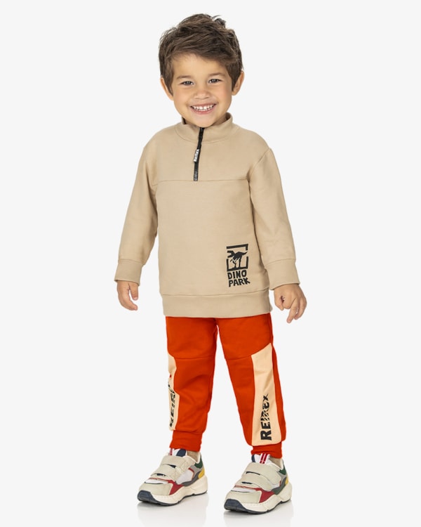 Conjunto Infantil Menino com Blusão e Calça ReiRex - Deserto