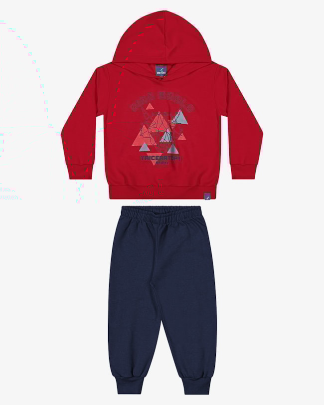 Conjunto Infantil Menino com Blusão e Calça ReiRex - Vermelho-8250e6de-be7e-43d4-a728-5fc19820476c