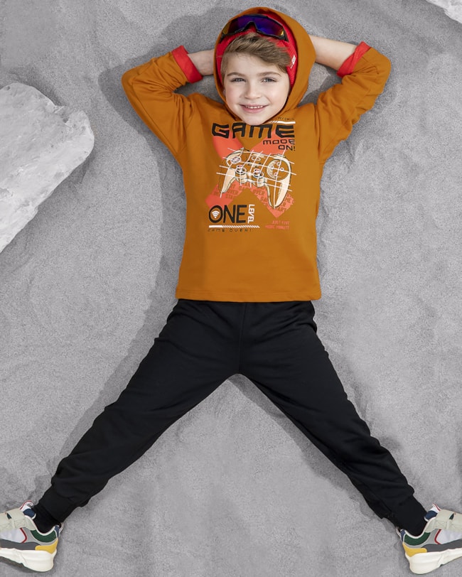 Conjunto Infantil Menino com Blusão Estampa Game ReiRex - Amarelo-276b7c71-af6a-4bff-bb20-a13a86686640