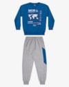 Conjunto Infantil Menino com Blusão Estampado ReiRex -Azul-16a9651e-6d97-457b-95da-fb614d5a3424