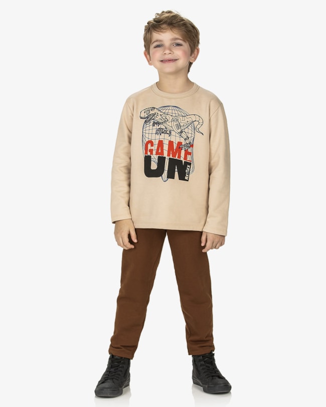 Conjunto Infantil Menino com Blusão Estampado ReiRex - Deserto-45f53b92-f9ee-4e73-9631-c701ccf32206