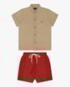 Conjunto Infantil Menino com Camisa e Bermuda - ReiRex - Macchiato-3ea5be9b-1ab6-45f5-88b1-53199e4cf3ff