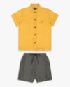Conjunto Infantil Menino com Camisa e Bermuda - ReiRex - Mostarda-3f0182fe-391c-45ec-a797-390591ac8efb