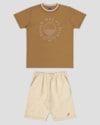 Conjunto Infantil Menino com Camiseta e Bermuda ReiRex Marrom-f6582b26-e89f-48e7-aa00-d9c2191e84d8