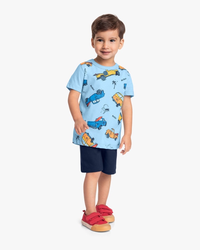 Conjunto Infantil Menino com Estampa Carros - ReiRex - Azul Soft-1dcd5506-c93d-4988-addd-e2c859020460