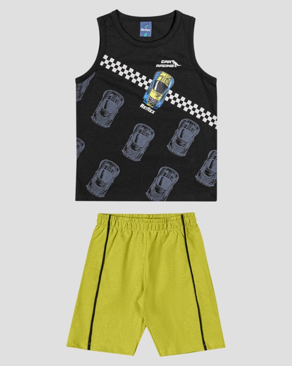 Conjunto Infantil Menino com Estampa Carros ReiRex Preto