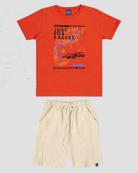 Conjunto Infantil Menino com Estampa Corrida ReiRex Laranja