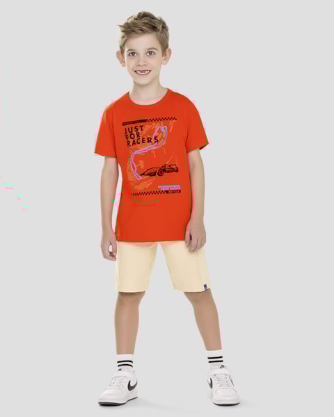 Conjunto Infantil Menino com Estampa Corrida ReiRex Laranja