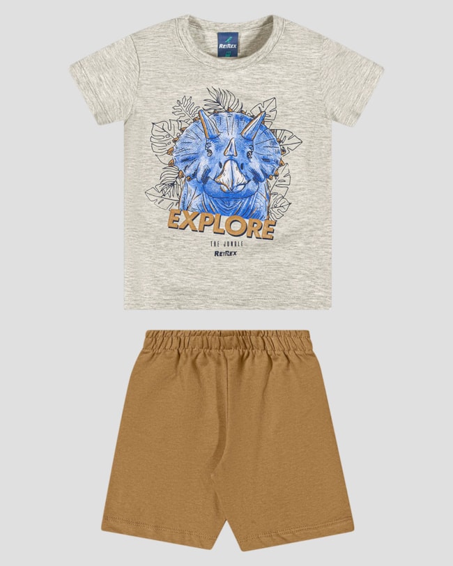 Conjunto Infantil Menino com Estampa de Dinossauro ReiRex Mescla-7c6b78b5-e84d-4e6c-9b41-2d835b02a411