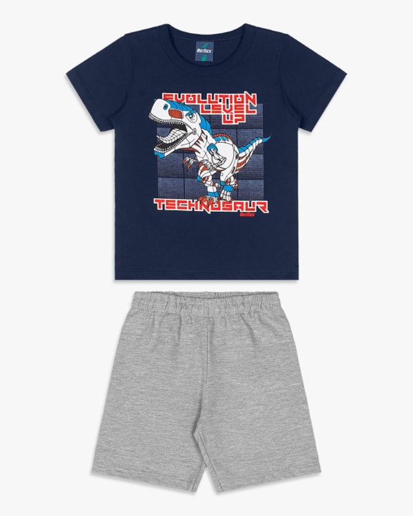 Conjunto Infantil Menino com Estampa Dino - ReiRex - Oxford