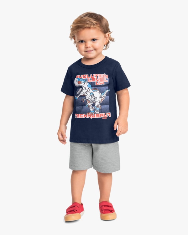 Conjunto Infantil Menino com Estampa Dino - ReiRex - Oxford