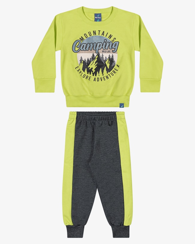Conjunto Infantil Menino com Estampa no Blusão ReiRex - Verde-4d04be5a-d9f7-469e-8b95-37c00e9b5eaa