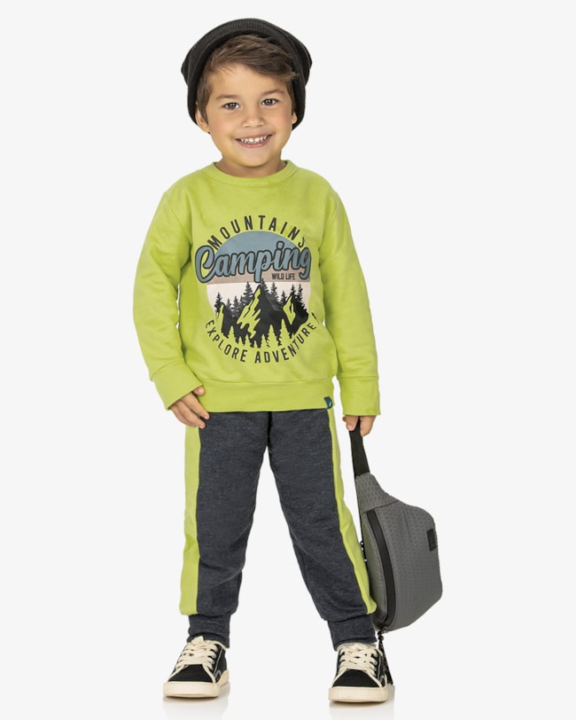 Conjunto Infantil Menino com Estampa no Blusão ReiRex - Verde-781af2d7-20b4-4f1d-aa4b-11502a6467eb