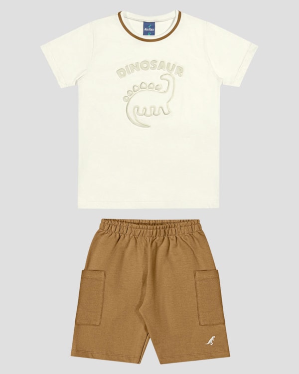 Conjunto Infantil Menino com Estampa Relevo ReiRex Branco