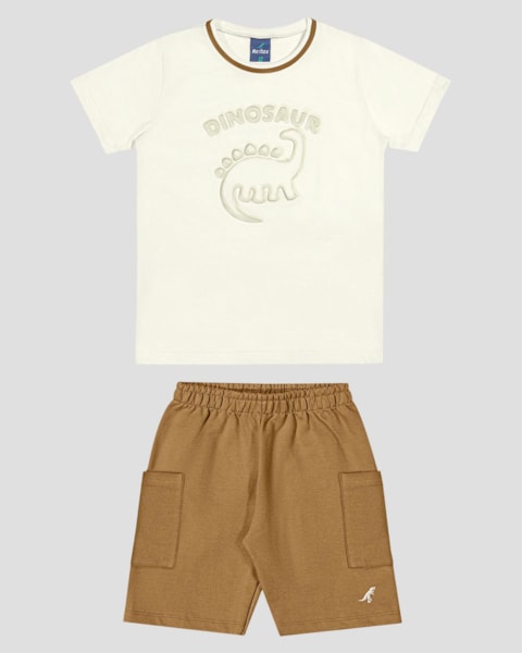 Conjunto Infantil Menino com Estampa Relevo ReiRex Branco