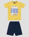 Conjunto Infantil Menino com Estampa Surf ReiRex Amarelo-604e3ff4-69a1-42a5-ab47-f0a98d7cbb6a