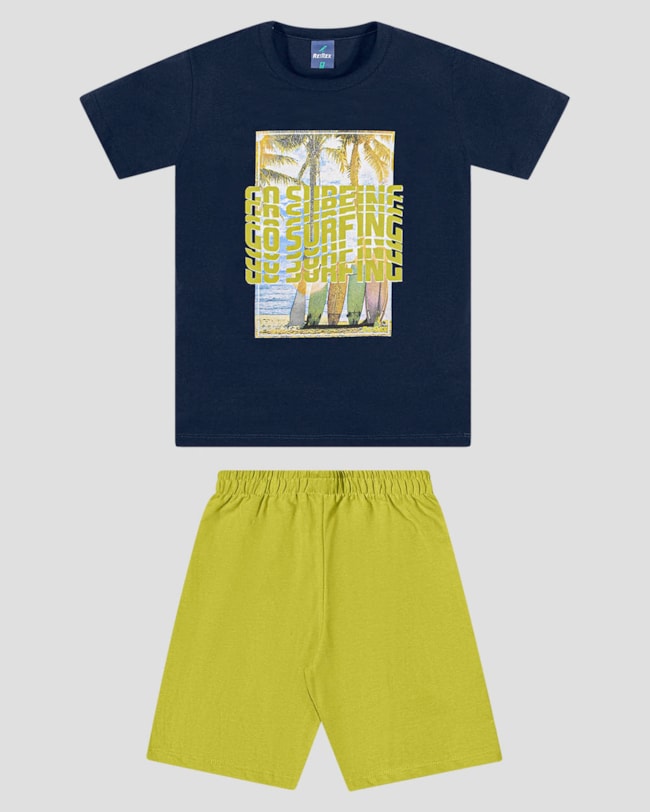 Conjunto Infantil Menino com Estampa Surf ReiRex Azul-abb16ac5-1ae4-49f6-8a4a-d96dac556972