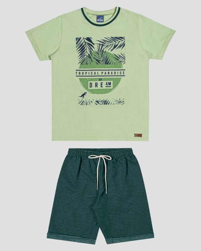 Conjunto Infantil Menino com Estampa Tropical ReiRex Verde-ad9f14ea-da49-4a6b-865f-f6ff7b1e8e96