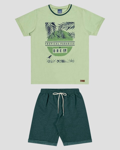 Conjunto Infantil Menino com Estampa Tropical ReiRex Verde