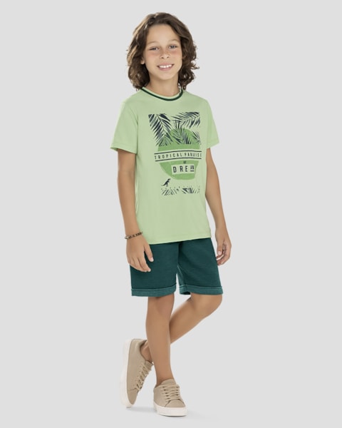 Conjunto Infantil Menino com Estampa Tropical ReiRex Verde