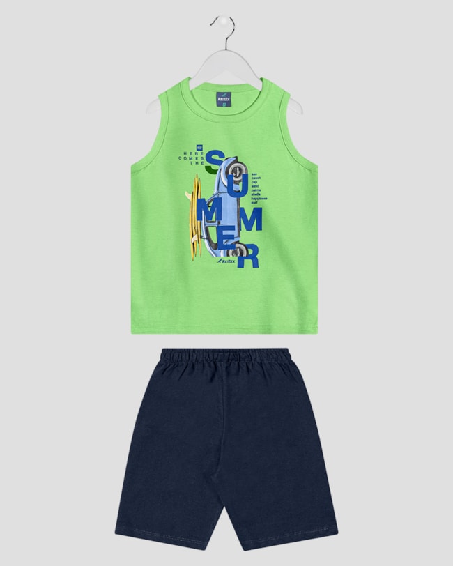 Conjunto Infantil Menino com Estampa Verão - ReiRex - Pistache-7ce7277e-d621-41ba-87e6-a2fcb43aaaea