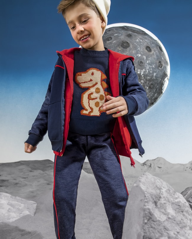 Conjunto Infantil Menino com Jaqueta e Calça ReiRex - Azul-603085bb-d51d-4e01-9954-792ee367a8d4