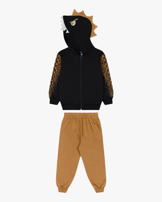 Conjunto Infantil Menino com Jaqueta Estampa Dinossauro - ReiRex -Preto-01-5eda5aa6-fb5c-4077-b634-46d1ba63e701