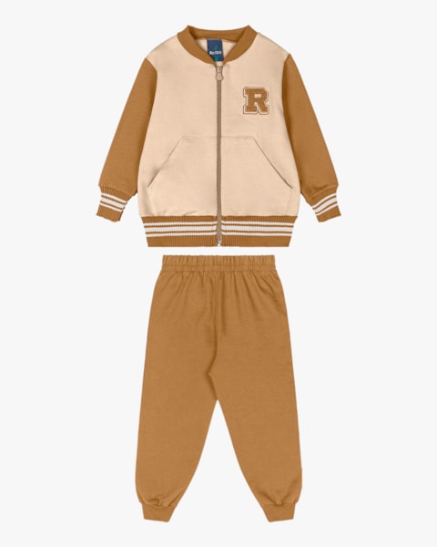 Conjunto Infantil Menino com Jaqueta Estilo Esportivo - ReiRex - Deserto