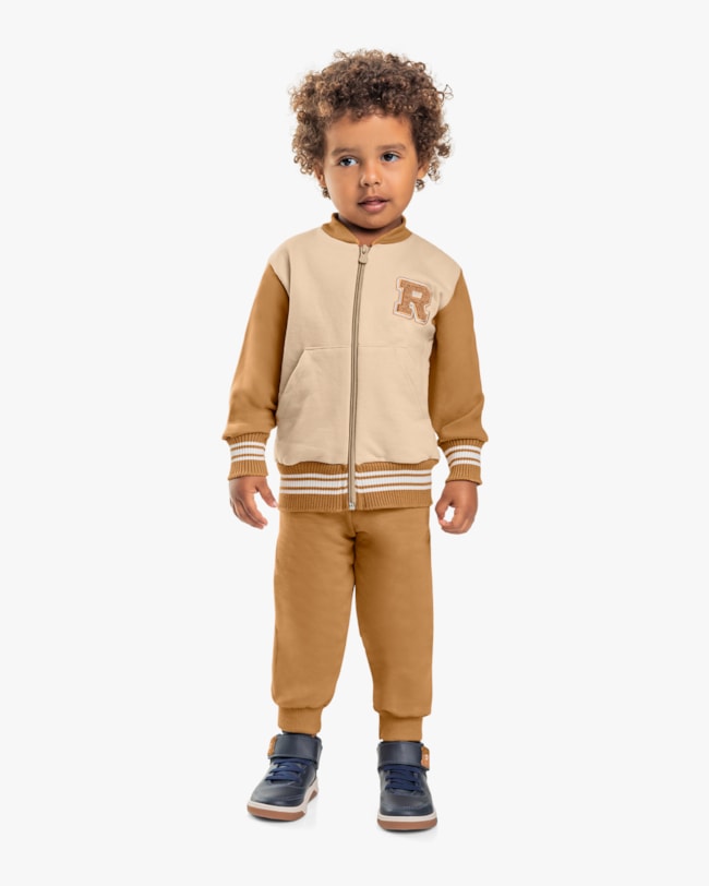 Conjunto Infantil Menino com Jaqueta Estilo Esportivo - ReiRex - Deserto-da9ba00d-fb5c-4deb-9830-7ff602bd86fc